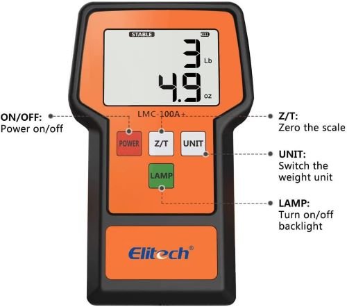 Elitech LMC-100A Refrigerant Charging Scale For HVAC 220 Lbs With Case
