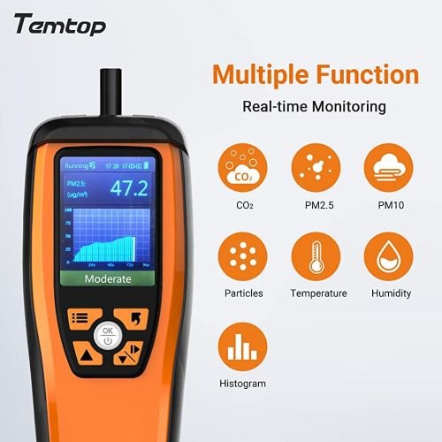 Temtop M2000C 2nd CO2 Air Quality Monitor Detects CO2 PM2.5 PM10 and Temperature and humiditiy with easy Calibration