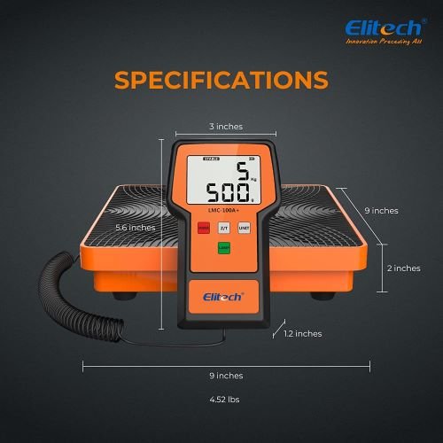 Elitech LMC-100A Refrigerant Charging Scale For HVAC 220 Lbs With Case