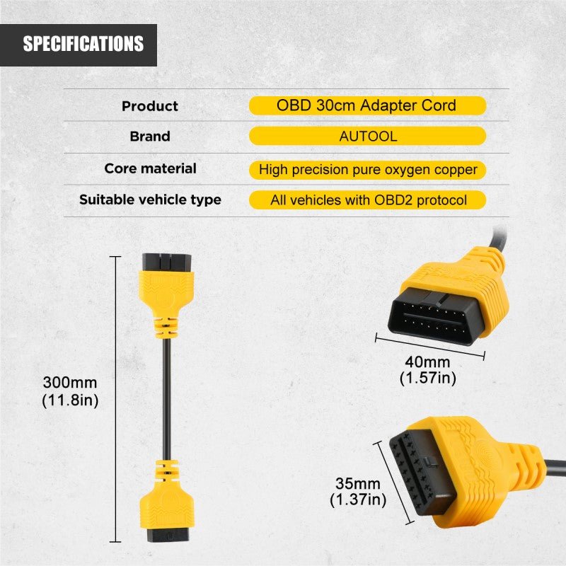 AUTOOL 30 cm OBDII Yellow cable