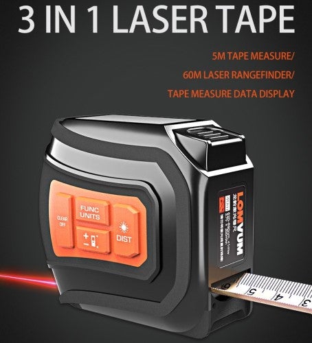 LOMVUM 2 in 1 5M Tape Measure and Laser Distance Meter 60M LTM-60M
