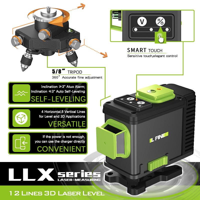 Lingliang LLX-360-03 laser level green beam 12 line