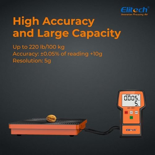 Elitech LMC-100A Refrigerant Charging Scale For HVAC 220 Lbs With Case