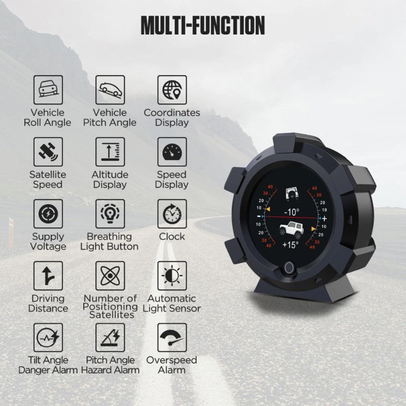 AUTOOL X95 Multifunctional GPS Slope Meter Inclinometer Car Compass Pitch Tilt