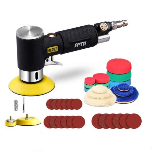 SPTA 3" 15000rpm Air Sander Mini Pneumatic Sander Orbit Buffer Polisher