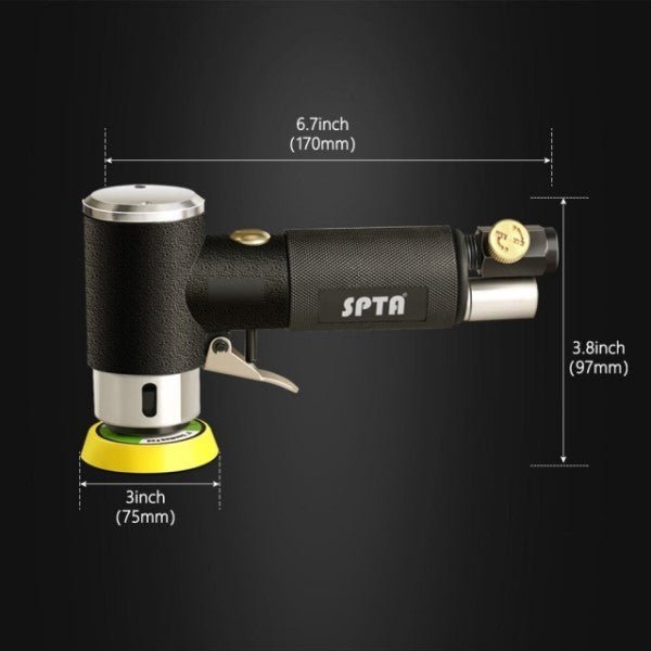 SPTA 3" 15000rpm Air Sander Mini Pneumatic Sander Orbit Buffer Polisher
